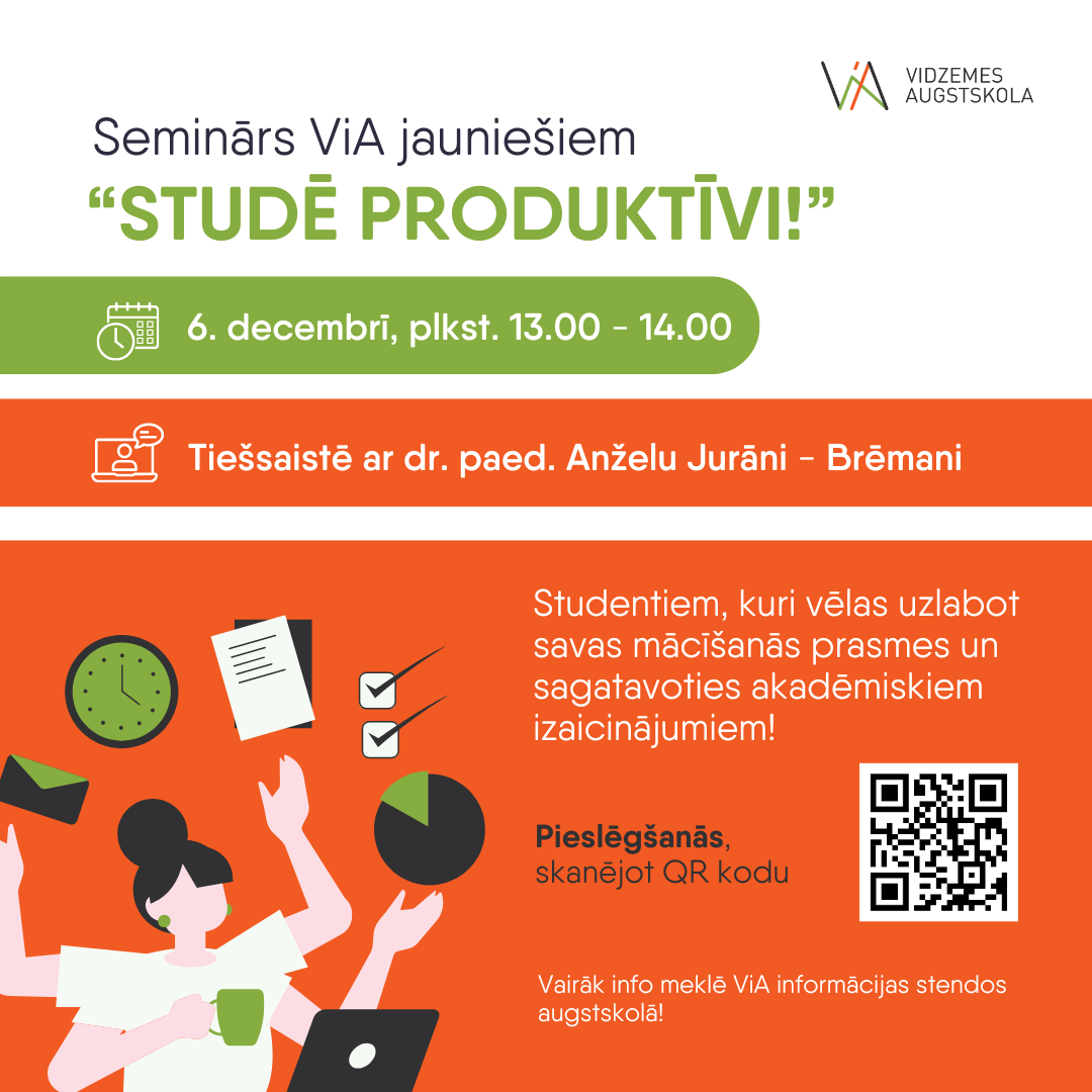 Seminārs STUDĒ PRODUKTĪVI Insta kvadrāts 6.12 